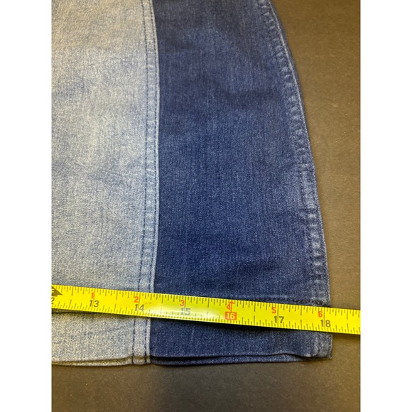 Free‎ People Modern Femme Two Tone Denim Mini Pencil Skirt Size 2 Blue - Picture 9 of 12